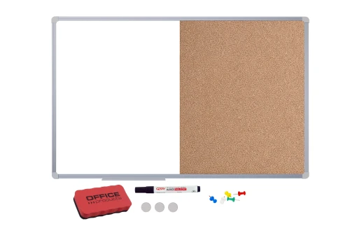  Tablica suchościeralna magnetyczna / korkowa 90x60 cm Combi  w ramie aluminiowej 