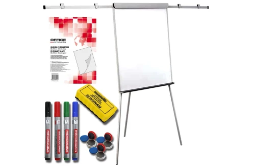  TF20 ZS Flipchart suchościeralny magnetyczny z ramionami 100x70 cm z zestawem