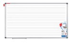 Tablica suchościeralna magnetyczna w trzylinię 170x100 cm Memoboards / MEMOBE , biała, nadruk trzylinie czarny, rama aluminiowa 